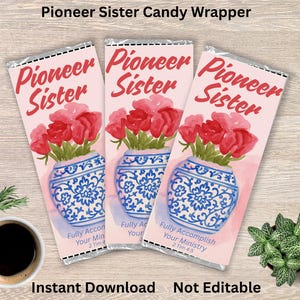 Pioneer Sister Candy Bar Wrapper | JW Pioneer School Gift | 6.5&quot; x 6.5&quot; Printable | Jehovah&#39;s Witness Gift Idea -Ministry Appreciation Favor