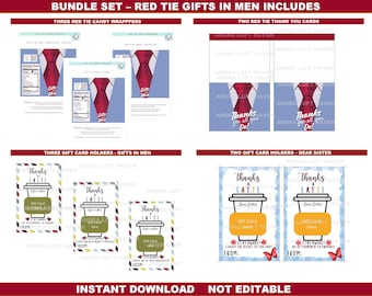 Red Tie Gift Set – Candy Wrapper, Thank You Card (Digital Download)