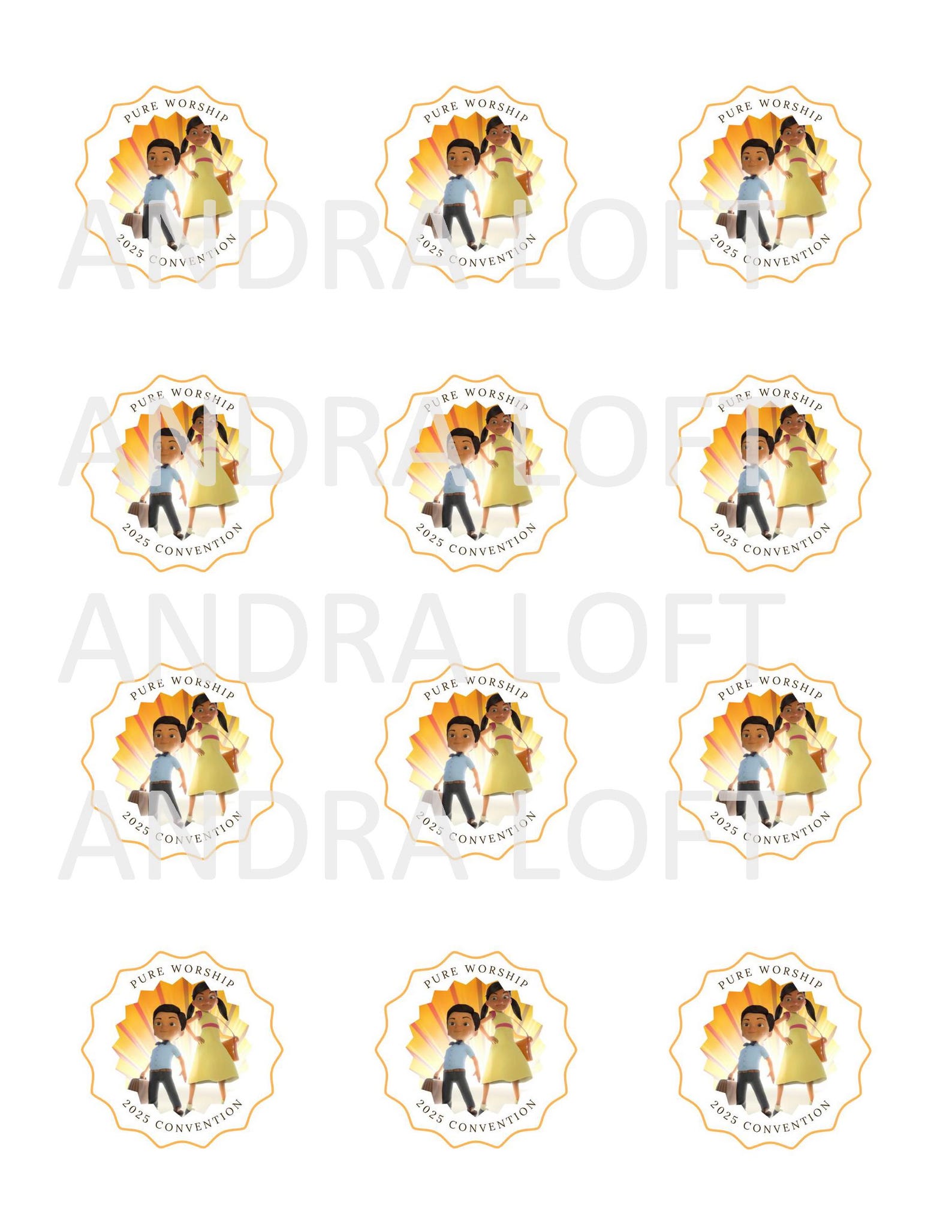 Pure Worship Caleb and Sophia Convention Sticker Labels, 2025 JW