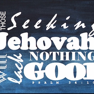 JW Greeting Card  5&quot; x 7&quot; - Those seeking Jehovah will lack nothing good Psalm 34:10 - Year Text Jehovah&#39;s Witness
