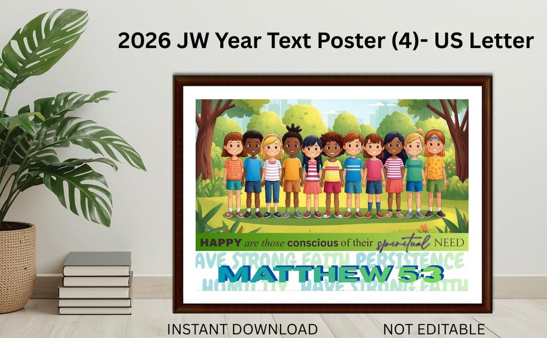 2026 Year Text Printable Poster - US Letter || Matthew 5:3 || Instant ...