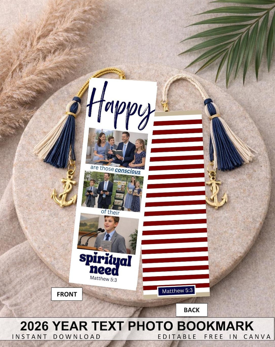 2026 Year Text Photo Bookmark | Matthew 5:3 JW Printable (instant ...