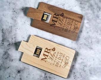 Custom wood usb and box, card shape, personalized gift, special gift, unique gift, pen drive, usb key