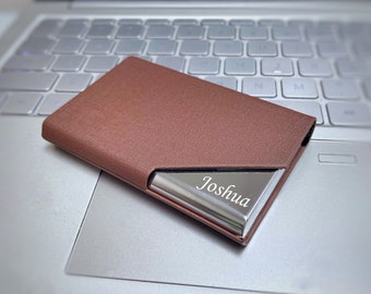 Personalized business card holder, business card case, leather case, leather card holder