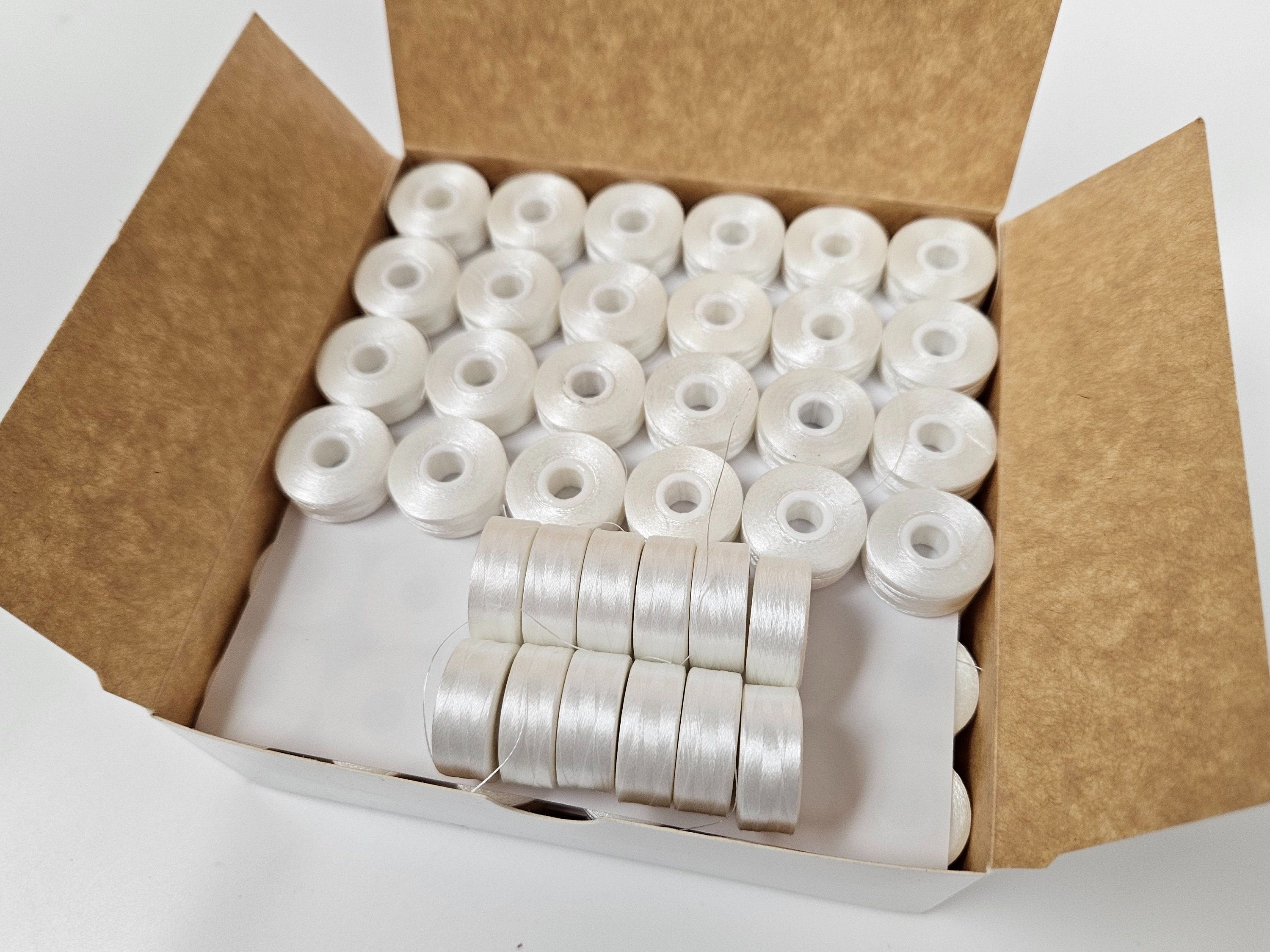 Brother Embroidery Machine Bobbins, White, Fits Entrepreneur Prox PR1050X  and Many Others. Pre-wound Magnetic Core. Poly 60, MAGNA-GLIDE 