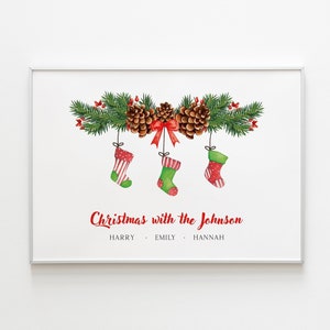 Personalized Christmas Stocking Family Print: Custom Holiday Decor (Digital Download)