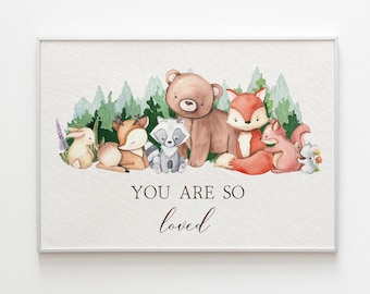 Woodland Animals Nursery Poster: Forest Friends Art (Digital Download)