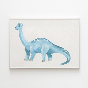 Blue Dinosaur Print, Dinosaur Nursery Decor, Brontosaurus Poster, PRINTABLE Dinosaur Wall Art, Boys Room Decor, Baby Boy Wall Art