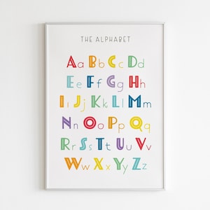 Regenbogen Alphabet Druck, Kindergarten Kunst, Hausschule Druck, Lernalphabet Poster, Vorschulplakat, Montessori Drucke, Klassenzimmer Dekor