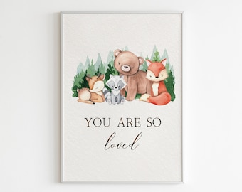 Woodland Animals Nursery Print: Forest Kids Room Decor (Digital Download)