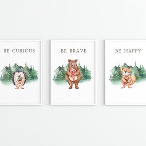 Woodland Animal Nursery Prints: Motivational Boy Wall Art (Digital Download)