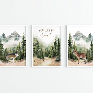 Woodland Nursery Print: Deer, Forest, &#39;You Are So Loved&#39; (Digital Download)