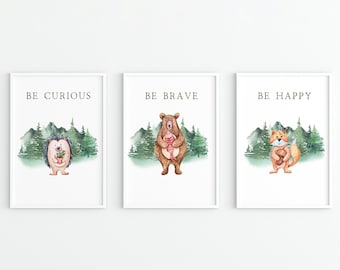 Woodland Animal Nursery Prints: Motivational Boy Wall Art (Digital Download)