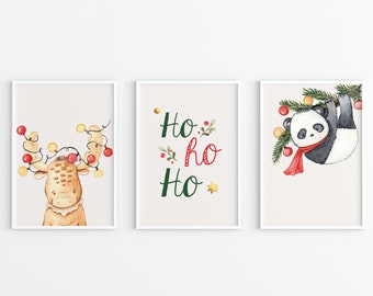 Weihnachten Animal Prints Set: Urlaub Kinderzimmer Dekor (Digitaler Download)