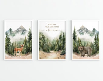 Woodland Nursery Art Print Set: Greatest Adventure, Forest Animals (Digital Download)