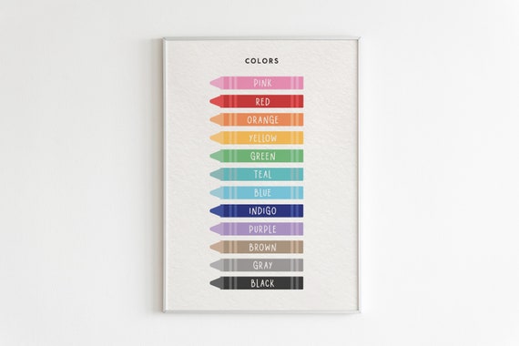 Crayon Colors Educational Print: Montessori Homeschool Decor (Digital Download)