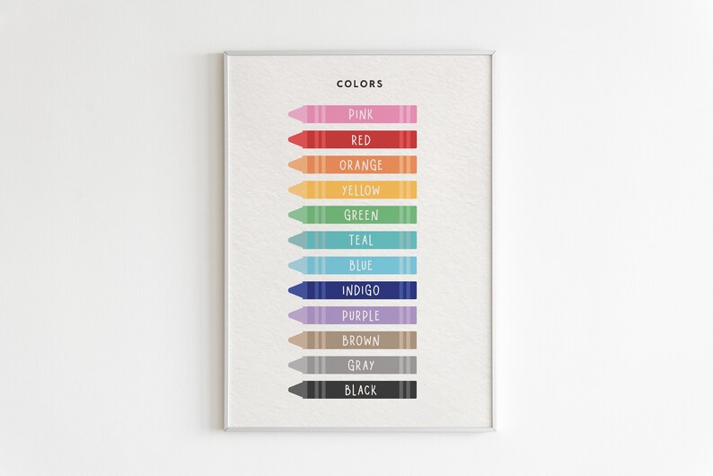 Crayon Colors Educational Print: Montessori Homeschool Decor (Digital Download) image 1