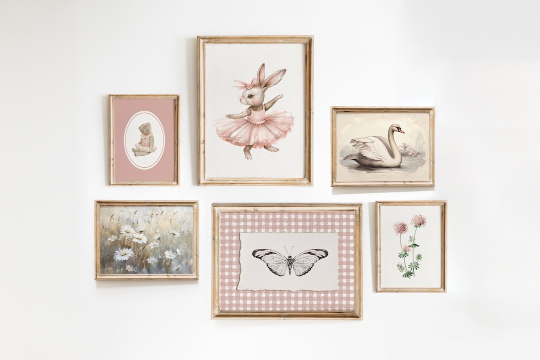 Pink Nursery Gallery Wall Art Set: Vintage Kids Decor (digital Download ...