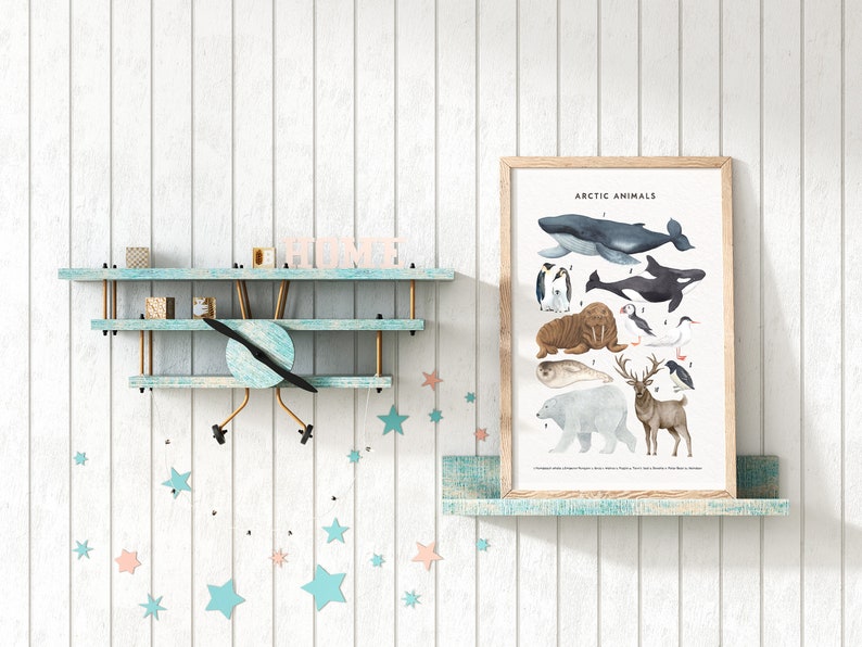 Arctic Animals Nursery Print, Nursery Wall Art, Kids Montessori