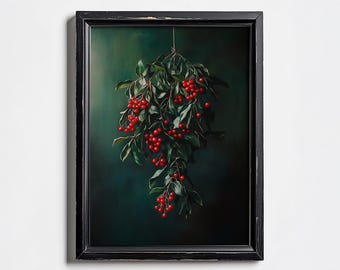 Rustic Christmas Mistletoe Art Print: Festive Holiday Decor (Digital Download)