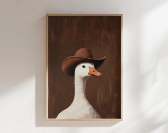 Cowboy Goose Nursery Print: Western Animal Art (Digital Download)