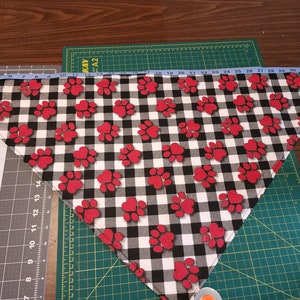 V2 Double sided multi-red paw with black and white strips Fursuit Bandana
