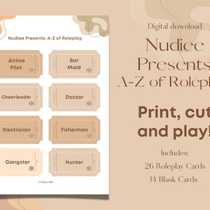Nudiee Presents: A-Z of Roleplay Card Game | Sex Fetish Game | Perfect Couples Bedroom Challenge | Instant Download