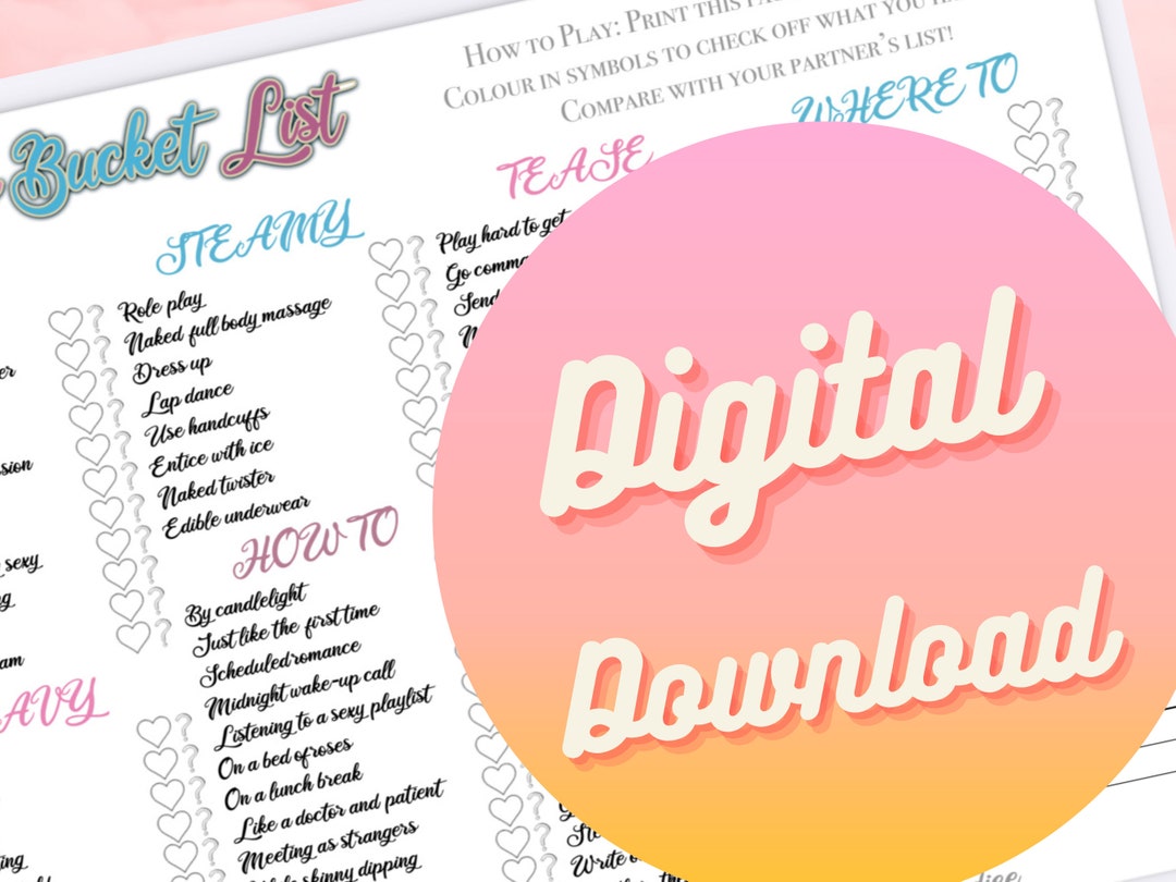 Couples Bucket List Sex Checklist Challenge Instant Download Printable ...