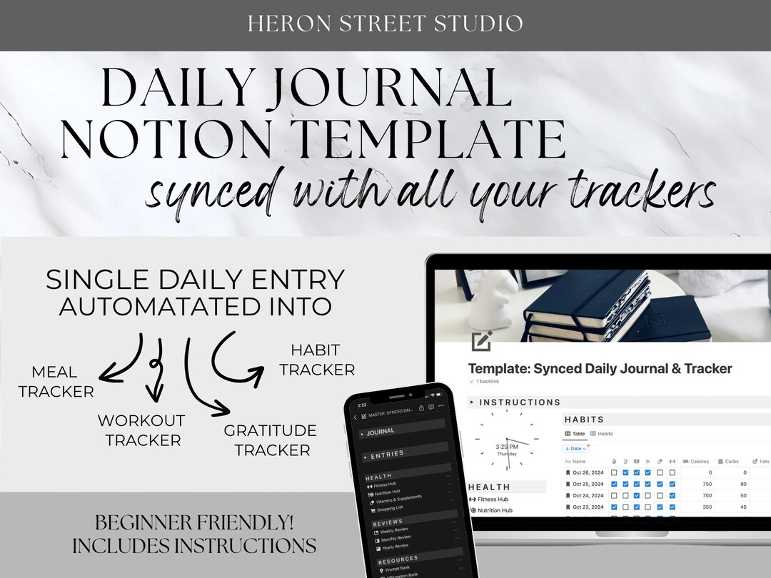 Notion Daily Journal Template: All-in-one Wellness Tracker - Etsy
