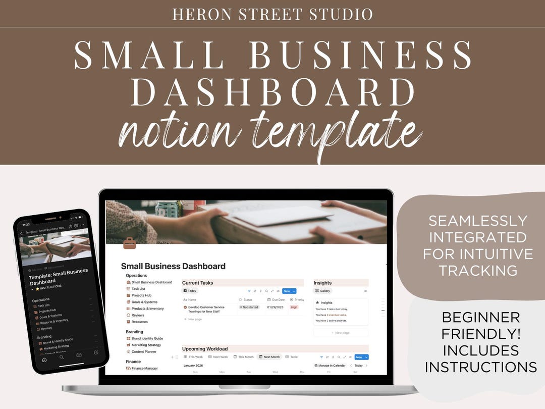 Notion Small Business Dashboard Template: All-in-one Business Organizer ...