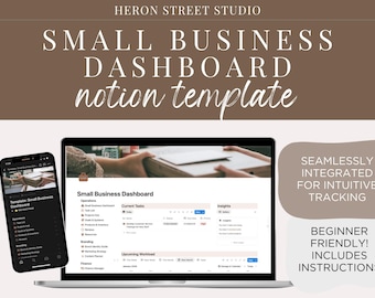 Modello di dashboard per piccole imprese Notion: organizzatore aziendale completo (download digitale)