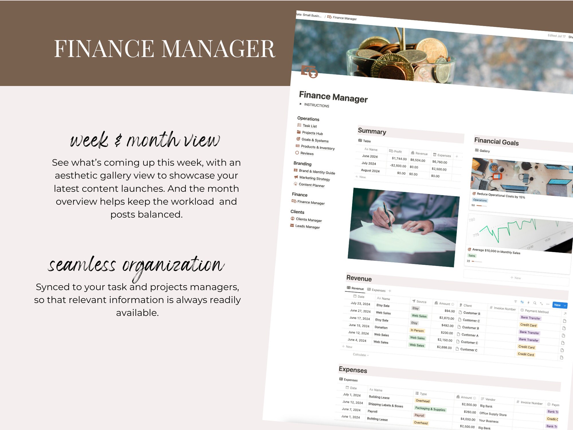 Small Business Dashboard Notion Template | All-in-one Business ...