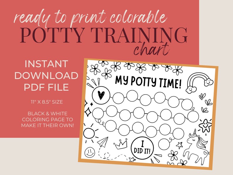 Potty Time Kids Potty Training Tracker Printable PDF File Etsy
