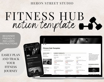 Fitness Hub Notion Template: Workout Planner & Library (Digital Download)