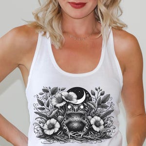 Mystical Frog Tank Top, Psychedelic Toad Design, Celestial Frog Top, Dark Botanical, Witchy Aesthetic Top, Gothic Nature Gift, Occult Nature