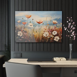 Flower Field Acrylic Wall Art Print, Acrylic Flower Art, Wild Flowers Landscape, Housewarming Gift, Home Decor, Bedroom Living Room Wall Art