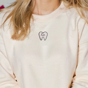 Embroidered Dentist Sweatshirt, Embroidery Cute Tooth Sweater, Dentist Crewneck, Dental Student Gift