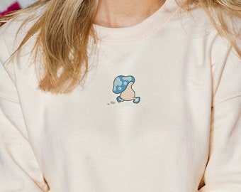 Embroidered Mushroom Sweatshirt: Chunky Fungi Crewneck, Botanist Gift
