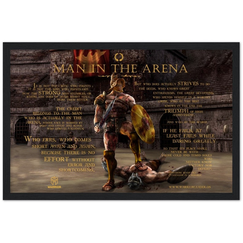 Man in the Arena Quote FRAMED POSTER Theodore Roosevelt Print ...