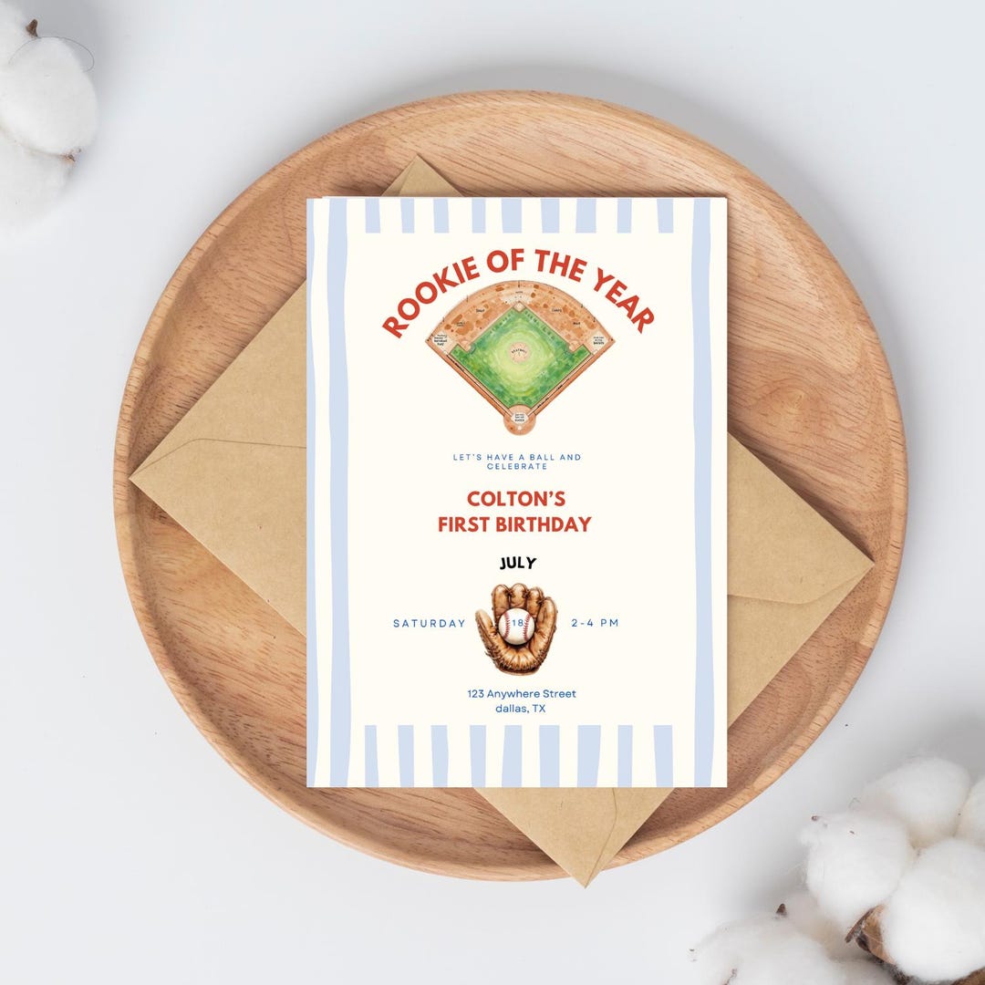 Rookie of the Year First Birthday Invitation - Etsy