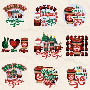Christmas Coffee SVG Bundle, Christmas Latte SVG, Silhouette, Christmas Cut Files