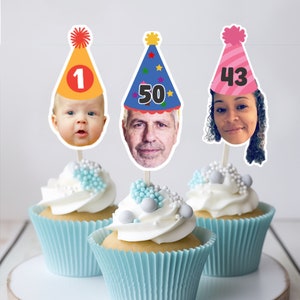 Custom Face Cupcake Toppers - Custom Birthday Party Cupcake Toppers, Party Decoration, Cake Muffin Topper, Cupcake Topper, Custom topper