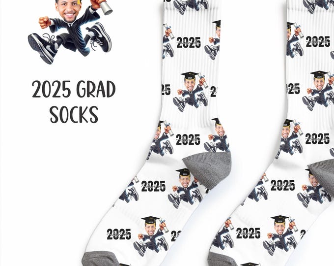 Custom Face Graduation socks, 2025 Graduate, Graduation Socks, 2025 grad
