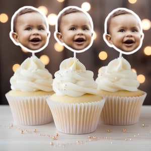 Custom Face Cupcake Toppers - Custom Birthday Party Cupcake Toppers, Party Decoration, Cake Muffin Topper, Cupcake Topper, Custom topper