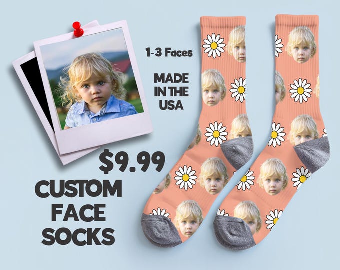 Custom Face Socks | Personalized Photo Socks | Funny Picture Socks | Unique Gift for Him, Her, or Best Friends Tags