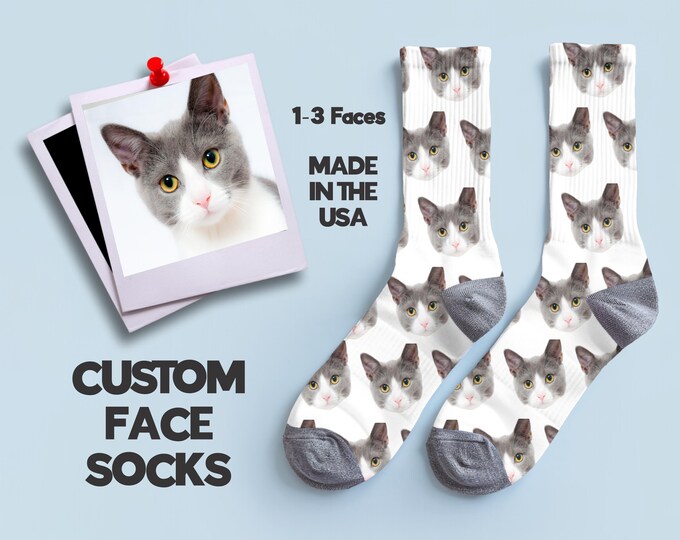 Custom Face Socks Gift, Personalized Pet Socks, Dog Cat Lover Gift, Photo Crew Socks, Customized, Personalized Gifts for Pet Owners