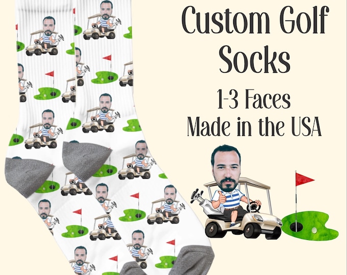 Custom Photo Golf Socks with Face Personalized Golfer Gift Funny Sports Sock Unique Golf Lover Accessory for Men