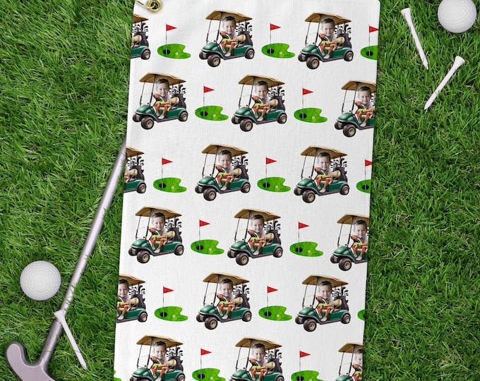 Personalized golf towels, custom picture golf towels, picture towels, customized golf towel, fathers day gift, golf towel, golf caricature
