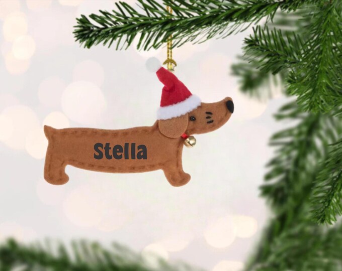 Personalized Dachshund dog Christmas ornament, sausage dog ornament, wiener dog ornament, Dachshund Christmas Ornament