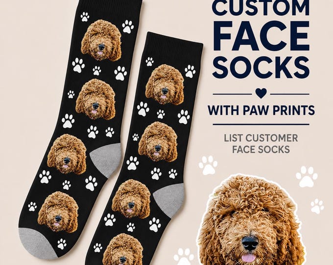 Personalized Pet Face Crew Socks – Custom Dog or Cat Photo Socks